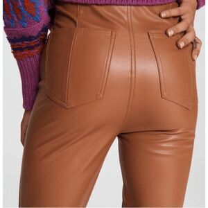 NWT Rag & Bone Nina Faux Leather Pull on Skinny Pants in Cognac Brown Size Small